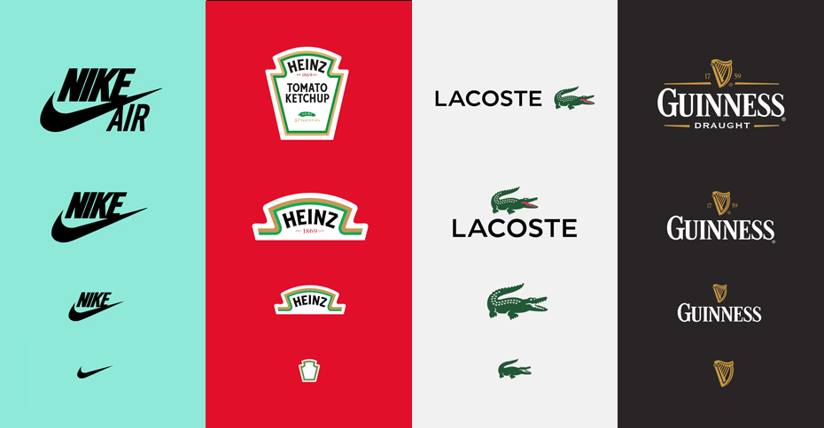 Grafik mit Beispielen von Responsive Logos